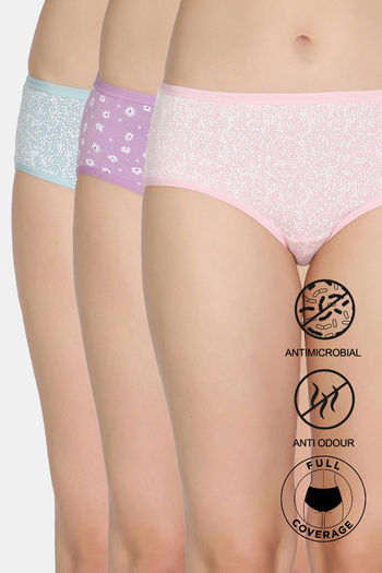 Buy Zivame Medium Rise Full Coverage Hipster Panty (Pack of 3) - Multicolor